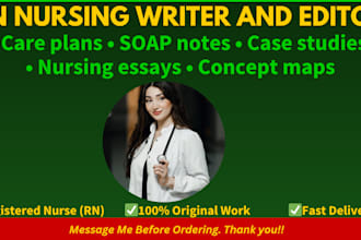 write nursing case studies, concept maps and progress notes