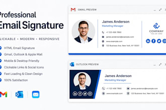 design professional modern clickable HTML email signature for business mail
