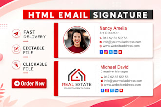 design professional modern clickable HTML email signature for business mail