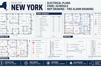design new york electrical plans panel schedule mep drawing fire alarm drawing