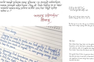 do professional handwriting in english german and bengali