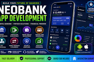 develop neobank app, digital banking app fintech app and online banking platform