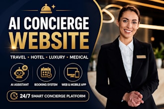 create ai concierge website for travel booking, hotel, luxury, medical, web app