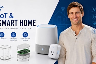 design iot product cad models, smart home rendering for consumer electronics