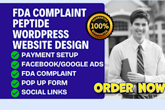 build fda compliant peptide website with wordpress and do social media marketing
