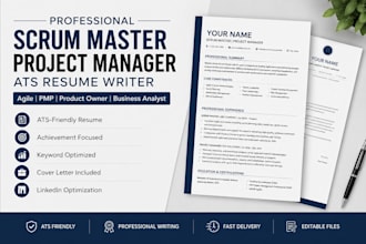 write professional ats resume for project manager scrum master product manger