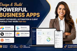 design airtable baserow database, glide app, softr noloco client portal, zapier