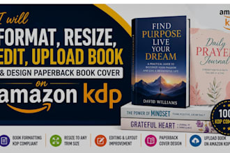 format, resize, edit, upload book, design paperback book cover on amazon KDP