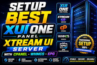 setup best xui one panel, xtream ui server with cpanel, whmcs, epg configuration