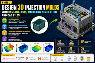 design 3d injection molds with dfm analysis, moldflow simulation, and cad files