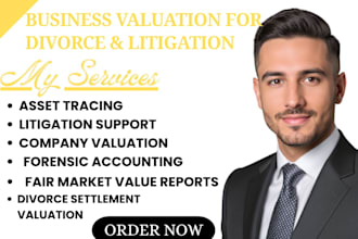 provide business valuation for divorce settlement and litigation