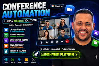 webrtc app video calling app conference app screen sharing app zoom slack clone