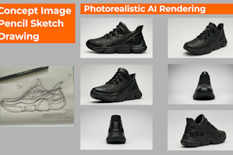 transform your shoe sketch into a photorealistic ai render