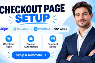 setup stripe thrivecart systeme io whop checkout page course automation funnels