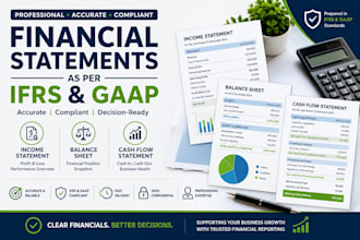 prepare income statement, balance sheet and cashflow statement as per ifrs, gaap