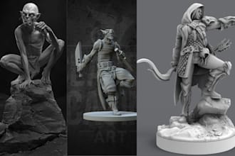sculpt custom 3d collectible figures, miniatures and 3d printable animal models