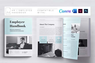 design professional employee handbook, training manual and company guide