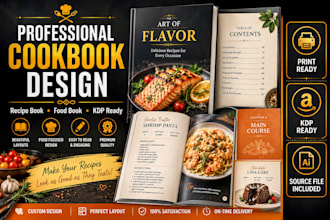 create cookbook design recipe book layout and food cookbook