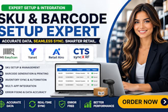 setup sku and barcode apps ms  easyscan yanet retail airo retail cts syncx rf