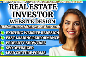 design a real estate investment website, cash home buyer with lead generation