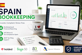 do a  professional spain bookkeeping using holded sage 50 a3 and aeat