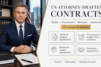 prepare airtight wholesale supply legal contracts as a US lawyer