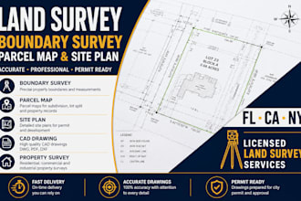 provide fl ca ny licensed land survey boundary survey parcel map and site plan