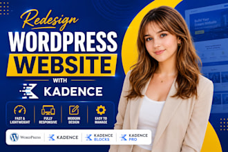 redesign wordpress website with kadence, kadence blocks, kadence pro plugins