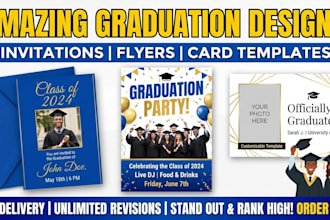 design modern graduation announcement card, party invite and dinner flyer