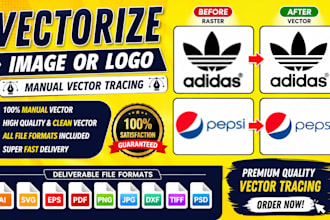 vectorize image, convert image or logo to vector to svg, png, eps and dng