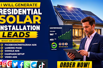 get residential solar leads, solar panel installation, video ads, facebook ads