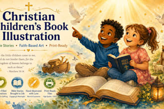 design christian children bible themed illustration story and picture book art