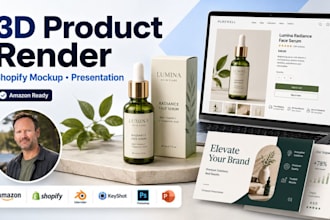 create amazon product 3d render, shopify listing mockup and presentation design