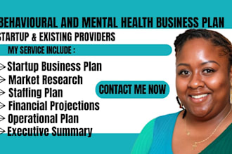 write startup business plan for behavioral health, mental health for maryland