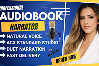 be your female voice over, romance fantasy, duet narrator for fiction audiobook