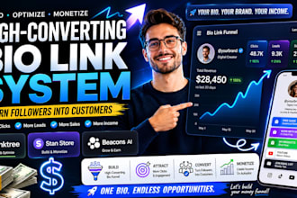 set up linktree, stan store or beacons ai bio link for your social media