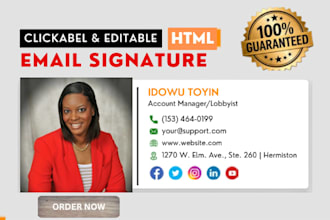 design clickable HTML email signature for gmail, outlook and apple mail