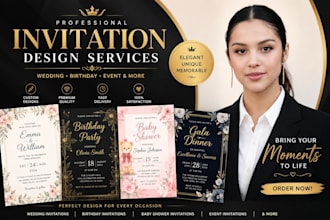 create elegant wedding invitations, birthday invitations and event invitations