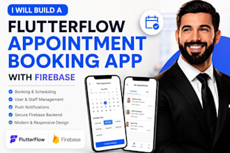 build flutterflow booking app for salons, clinics, and coaches with firebase