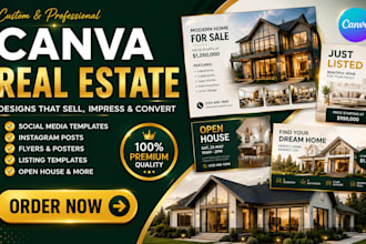design canva real estate social media template, event, sales flyer and booklet