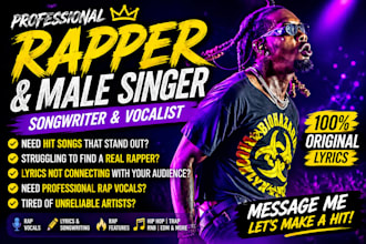 write lyrics and record vocal for hip hop trap uk rapper rnb for commercial song