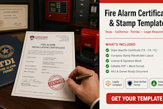 create state specific fire alarm certificate stamp template tx ca fl