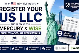 help non residents register  US llc and prepare for mercury an wise application