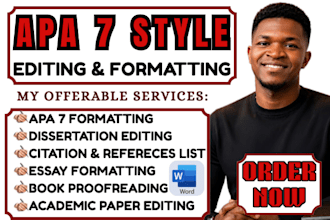 format, edit and proofread your essay and thesis document in apa 7 style