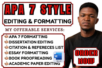 format, edit and proofread your thesis and essay document in apa 7 style