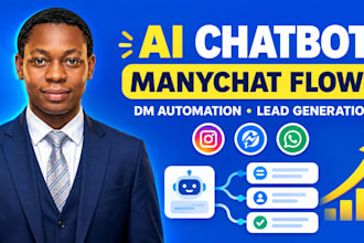 setup manychat chatbot and automation for instagram, facebook, whatsapp chatbot