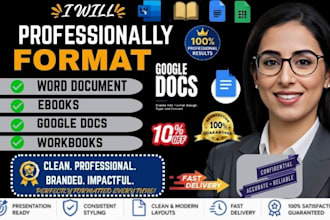professionally format word documents, ebooks, google docs and workbooks