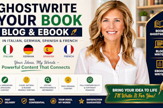 ghostwrite your book blog ebook in italian german spanish french book writer