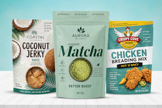 do product packaging design, label design box pouch design coffee bag design