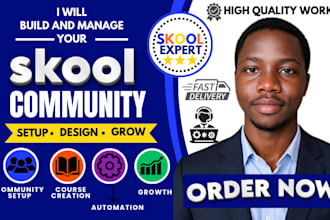 setup skool online community, skool course creation, skool community manager
